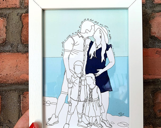 Printed Framed Art | Unique Personalized Gift | Custom People Portrait Line Art | Mother's Day Gift | Illustration | Personalized Artwork