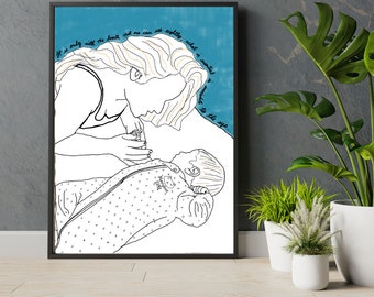 Custom Line Art Portrait: Unique Mother & Child Gift
