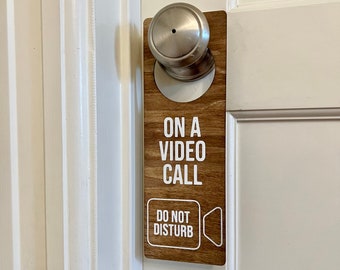 Zoom Meeting Door Sign | Wooden Door Hanger | Do Not Disturb Sign | Video Call | Privacy Sign | Dorm Decoration