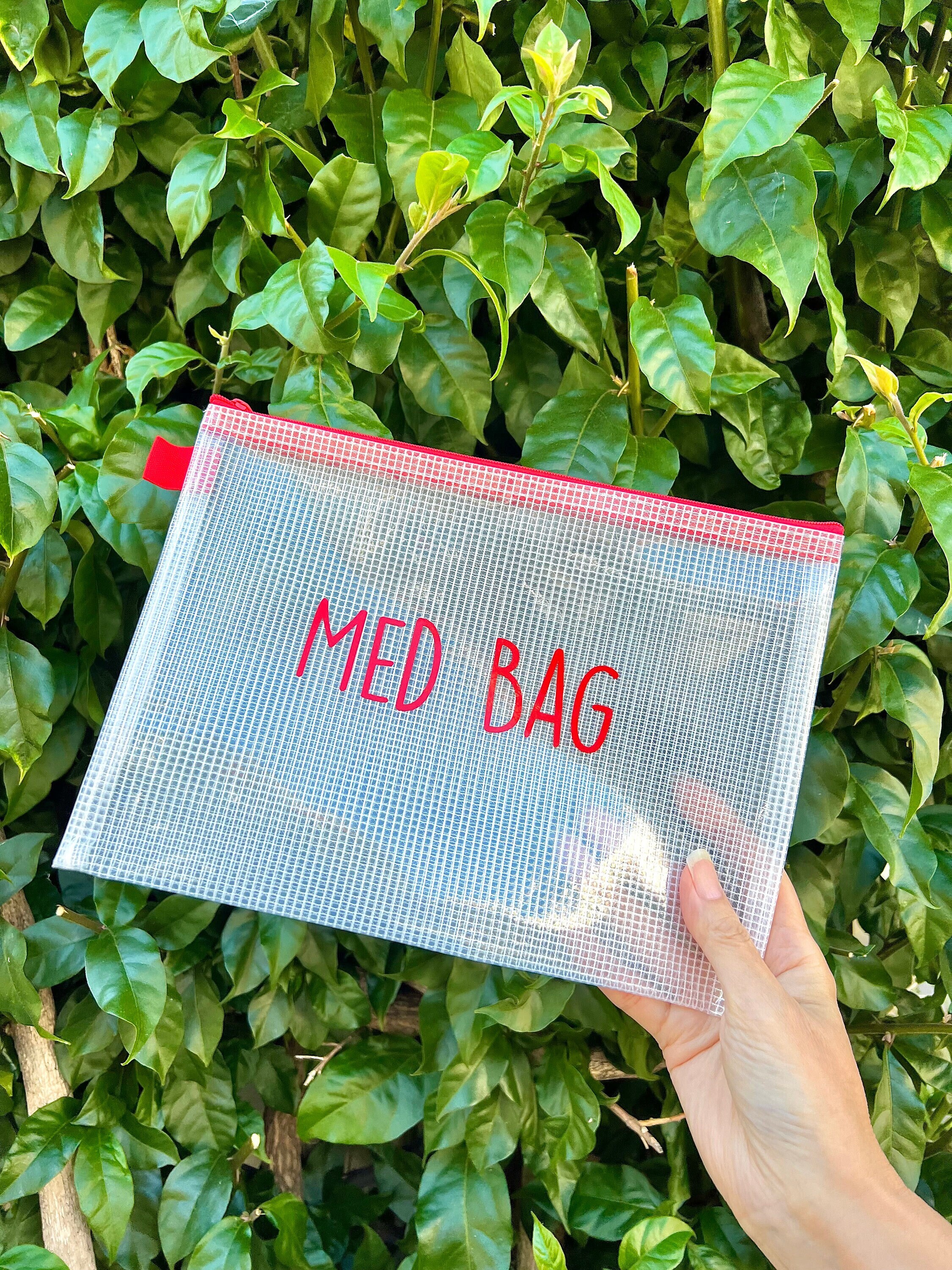 Meds Bag Zipper Pouch, Red Medicine Medication Medical Pills Travel Supply  Allergy Asthma Cosmetic Organizer Small Large Toiletry Accessory 