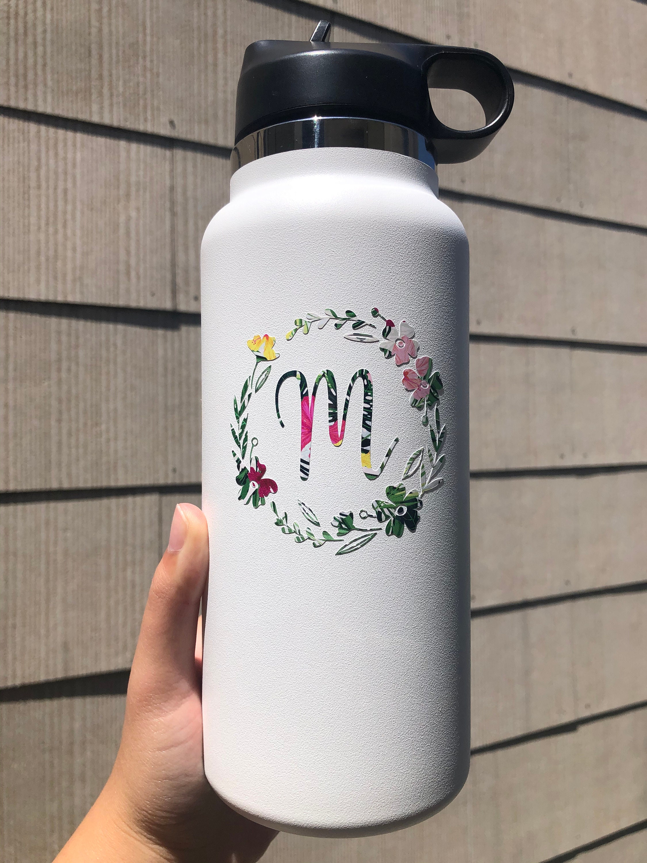 Monogram Decal Sticker Tumbler Decal Laptop Decal Floral Etsy