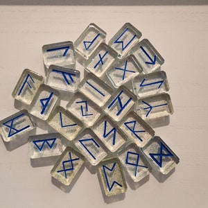 Handmade Resin Clear and Blue Nordic Runes