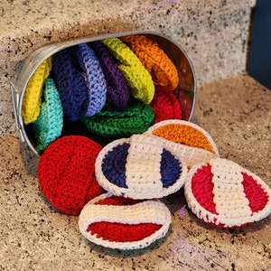 Handmade Dish Scrubbies With Handle | Crochet | Kitchen Reusable Pot Scrubber