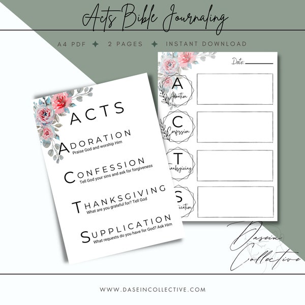 ACTS Bible Study | Bible Journaling | ACTS Bible Study Printable | ACTS Prayer Method | Acts Digital Download
