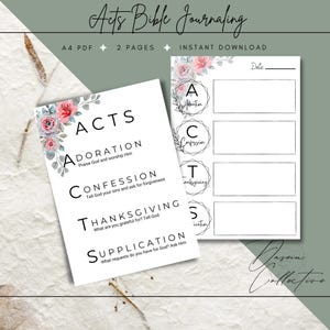 ACTS Bible Study Printable | Prayer Journal Template | ACTS Prayer Method Guide | Bible Journaling Digital Download
