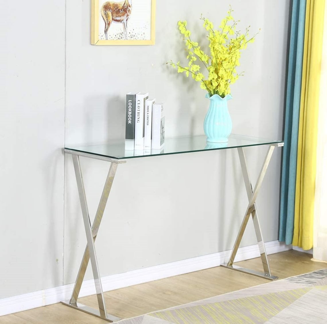 2021 Console Table for Entryway Modern Glass Chrome Sofa Table Etsy