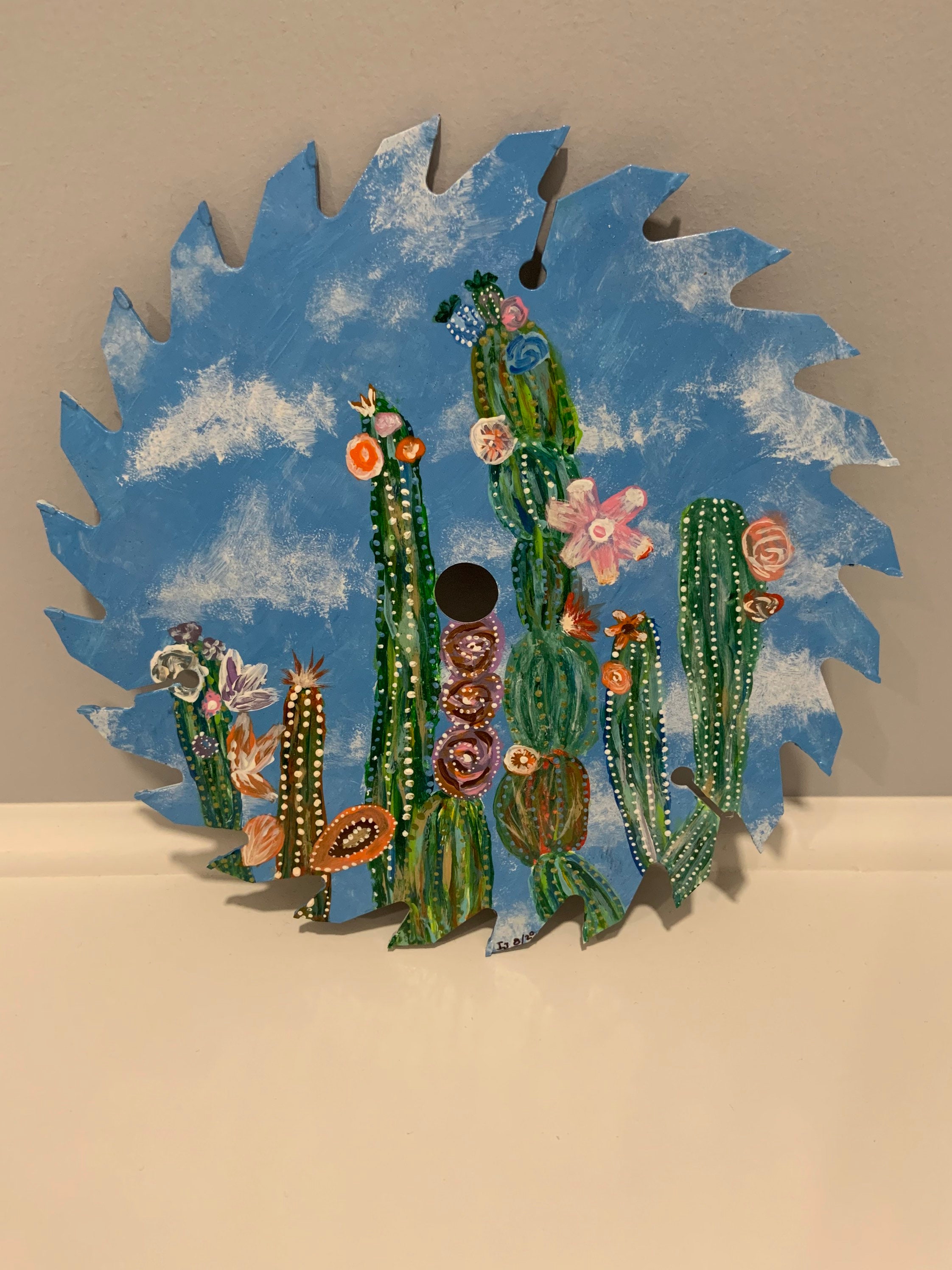 8 Painted Saw blade Cactus Etsy