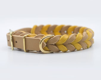 Braided fat leather collar