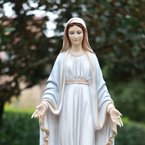 Our Lady of Grace casted marble powder statue, Our Lady  19,5 inch statue , Virgin Mary statue hand painted, 50 cm statue, home altar statue