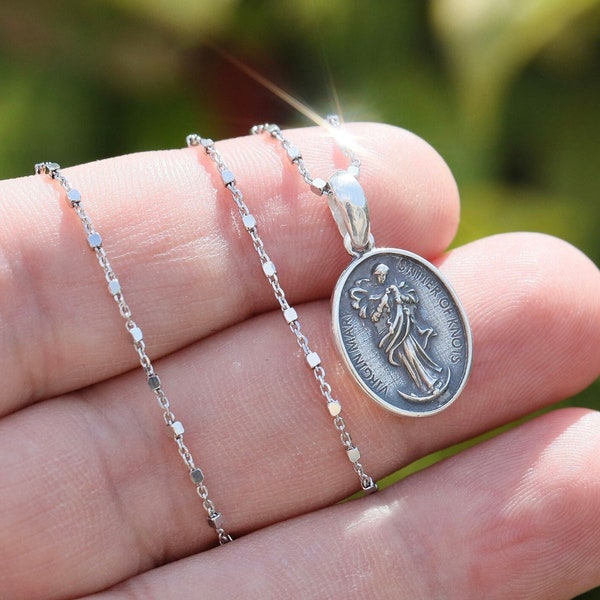 Our Lady Undoer of Knots Sterling Silver Medal - Vintage Virgin Mary Pendant