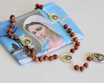 Seven sorrows rosary beads, sorrowful mysteries rosary beads, handmade devotional rosary,Medjugorje wooden rosary with Virgin Mary of sorrow