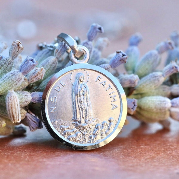 Sterling Silver 925 Gold Plated Our Lady of Fatima Medal - Unisex, Minimalist Design