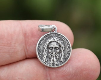 Holy Face Medal, Most holy Face of Jesus medal, sterling silver 925 Holy Face, Vera Icona medal, Shroud of Turin medal, Sindone Medal