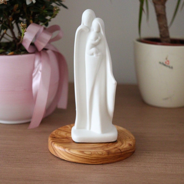 Statue en porcelaine blanche de la Sainte Famille, sculpture moderne de la Sainte Famille en porcelaine blanche, statue de Notre-Dame, statue de Jésus-Christ, statue de Saint Joseph
