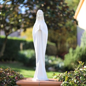 Our Lady of Medjugorje solid marble powder statue, Garden Queen of Peace, Outdoor white Virgin Mary, Home altar Mother Mary