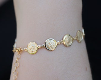 Catholic Saints Bracelet: Sterling Silver 925, Gold Filled Medals