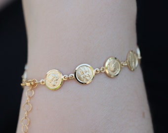 Bracelet with 11 catholic saints, multi saints bracelet, sterling silver 925 saints bracelet, gold filled catholic bracelet, catholic charms