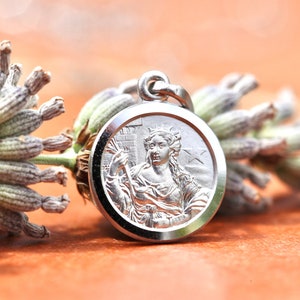 St Barbara Medaille: Katholischer Schmuck aus Sterlingsilber 13 mm
