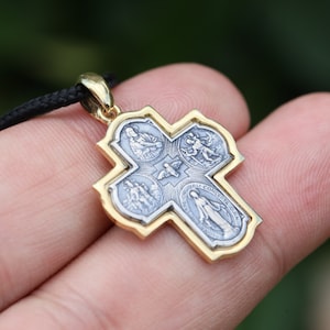 Sterling Silver Four Way Cross: Gold Plated Catholic Necklace