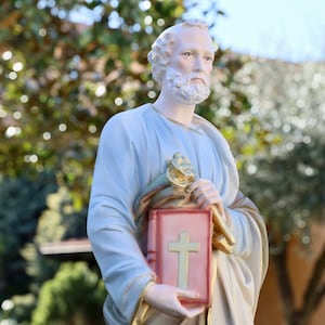 St Peter statue,  statue for garden, 60 cm statue of St Peter,casted marble powder statue, home altar statue, hand painted catholic statue