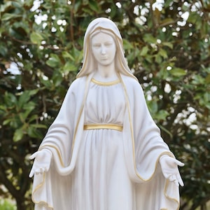 Virgin Mary garden statue, 43 inch statue of Our Lady,casted marble powder statue of Our Lady , 110 cm statue of Virgin Mary, home altar