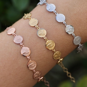 Katholische Heilige Armband: Diamantschliff Sterlingsilber 925 vergoldet