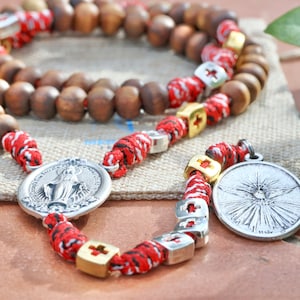 Holy Spirit rosary beads, Holy Spirit chaplet, wooden rosary,paracord rosary beads, large rosary for man,devotional rosary, gift for husband