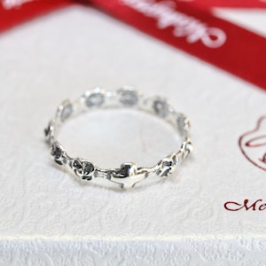 Tiny rosary ring ,vintage rosary ring, sterling silver rosary ring, dainty rosary ring with roses, small floral rosary ring,ring for women