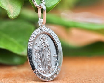 St. Peregrine Oval Medal - Cancer Protector - Unisex Pendant or  Necklace, St Peregrine sterling silver pendant,