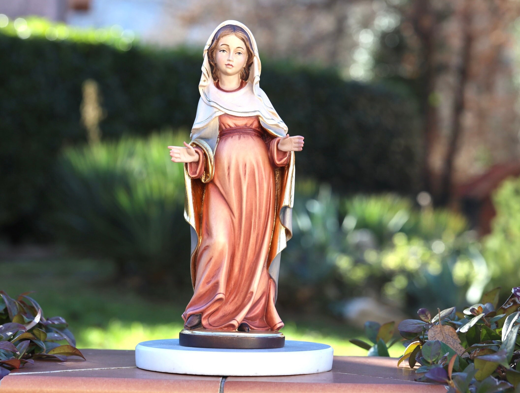 Handmade Pregnant Virgin Mary Wood Statue - Devotional Art, 12 Inch - Etsy, image size:2112x1600