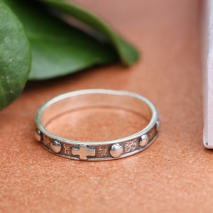 Rosary ring, sterling silver rosary, ring with cross, catholic rosary ring, vintage rosary, antique rosary beads,gift rosary for man