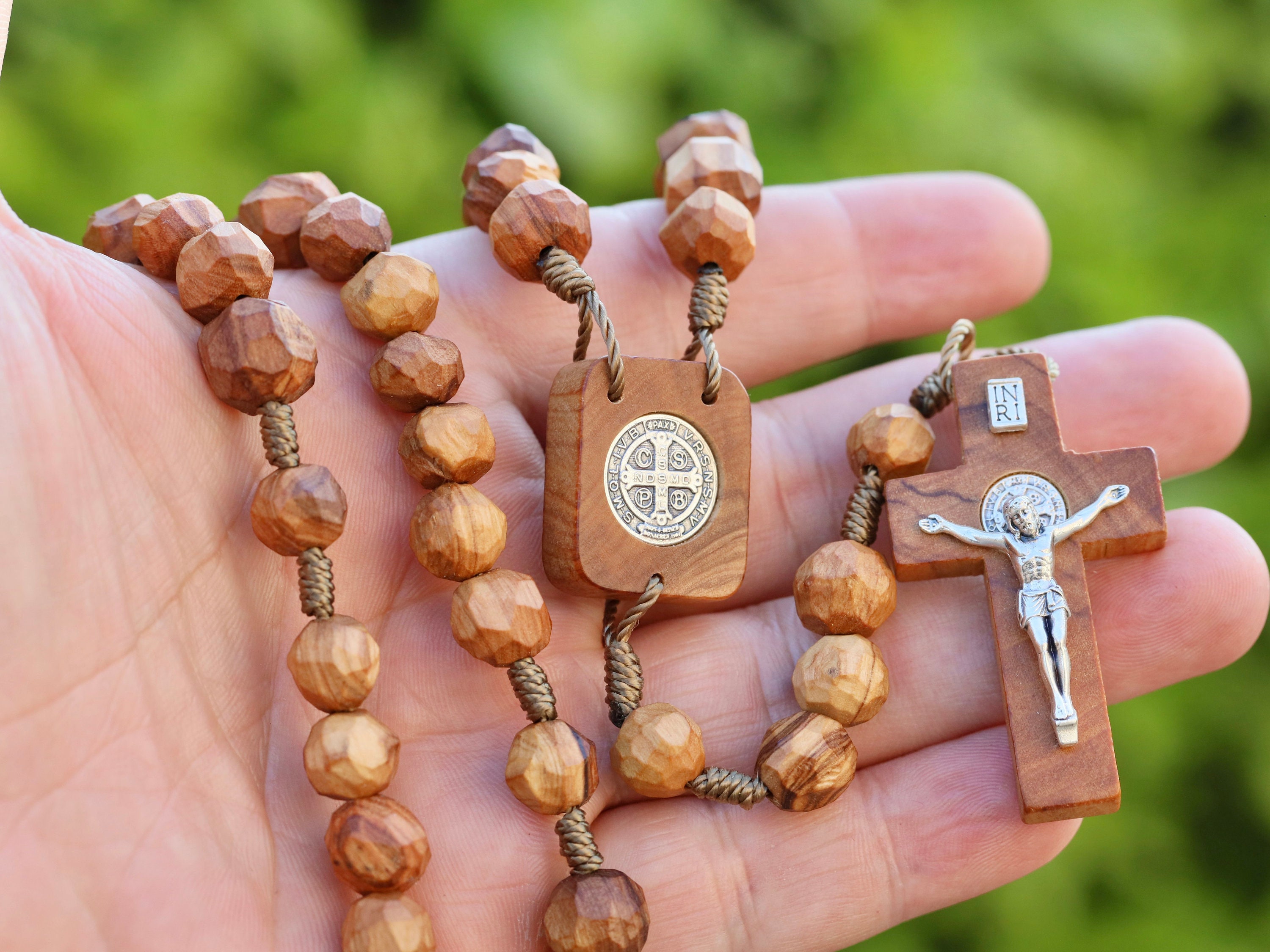 Nut Walnut Wooden Beads Rosary, Handmade Catholic Rosary