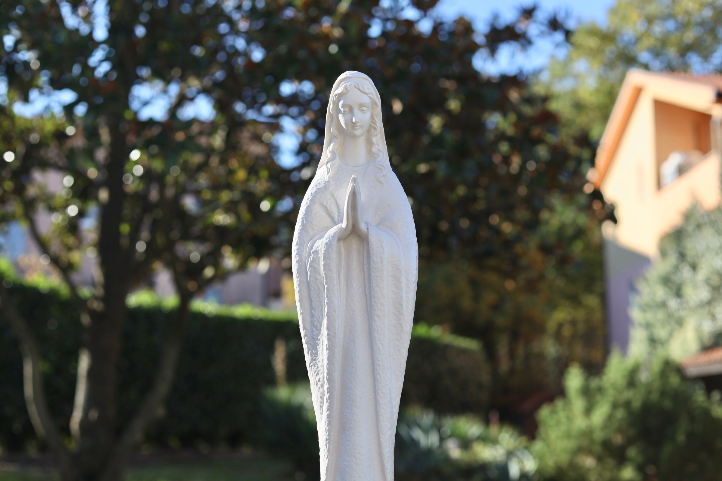 Our Lady of Medjugorje Solid Marble Powder Statue, Garden Queen of ...