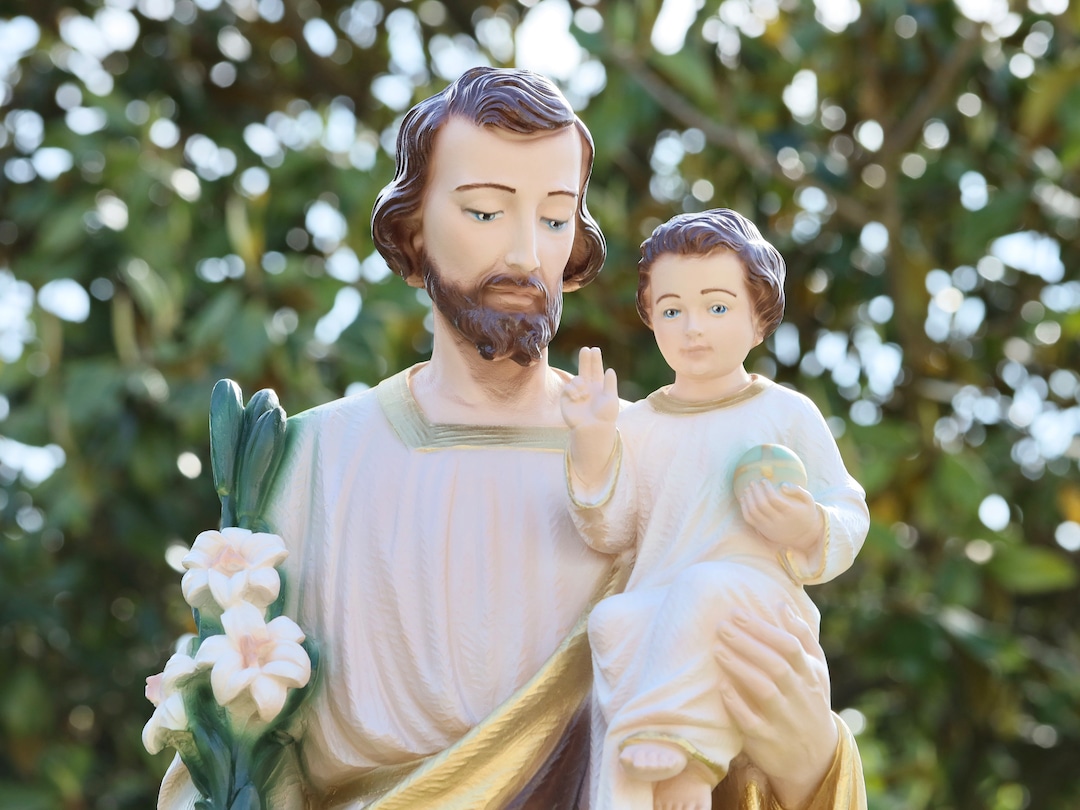 Large St Joseph Statue, St Joseph and Baby Jesus 90 Cm Statue, 35