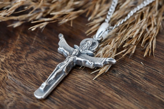 Holy Trinity cross, sterling silver cross, Father Son Holy Spirit