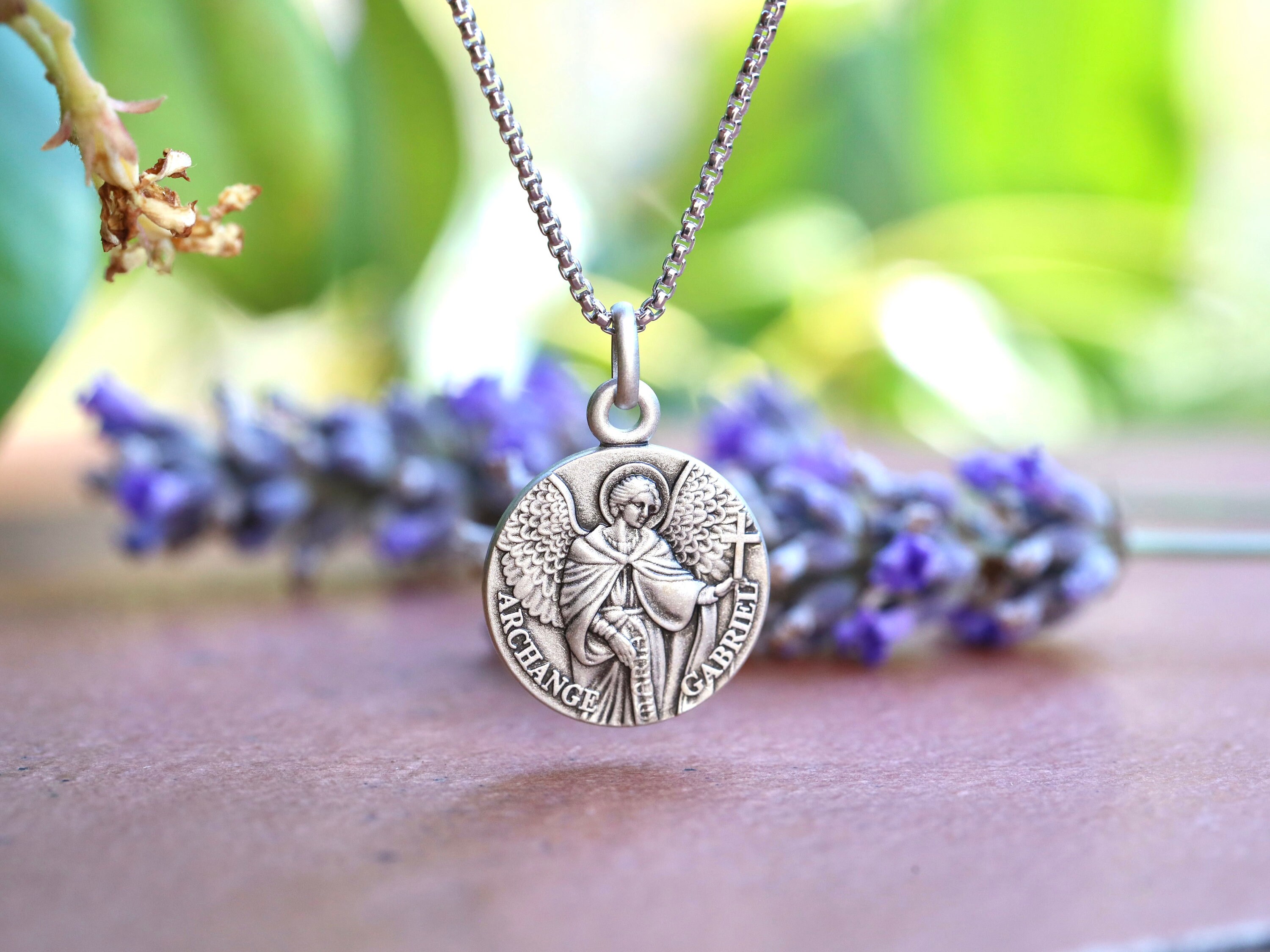 16mm Sterling Silver St. Gabriel Art Nouveau Medal