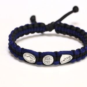 St Michael St Benedict Miraculous Medal bracelet for man, catholic saints bracelet, Parcord bracelet, silver bracelet, heavy duty bracelet