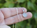 Miniature Miraculous Medal: Oxidized Sterling Silver Virgin Mary Pendant product logo