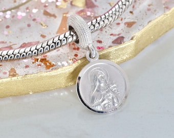 Ciondolo in argento sterling di Santa Teresa di Lisieux: ciondolo cattolico per bracciale.
