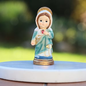 Our Lady Immaculate Heart miniature statue, Hand painted statue Sacred Heart of Our Lady. Medjugorje miniature statue,baby collection statue