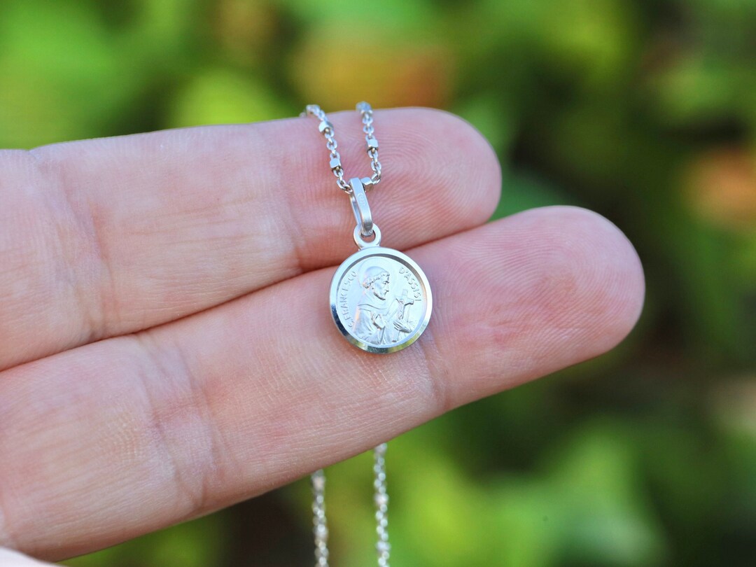 Sterling Silver St Francis of Assisi Medal - Dainty Catholic Saint ...