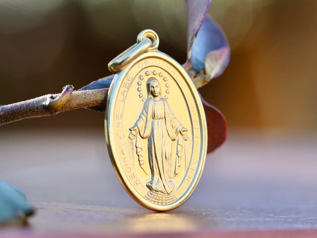 Gold Plated Miraculous Medal Necklace: Sterling Silver Our Lady of ...