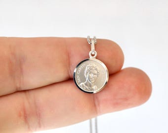 Saint Carlo Acutis-medaille 15 mm – gerhodineerd sterlingzilver 925 geslagen muntmedaille – katholieke hanger of ketting