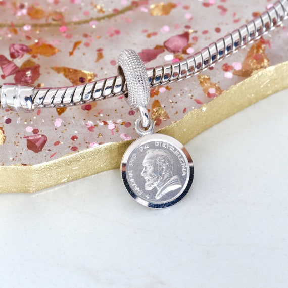 Medaglia Padre Pio In Argento Sterling E Madreperla - 20 Mm, Devozionale Cattolico - Foto 10