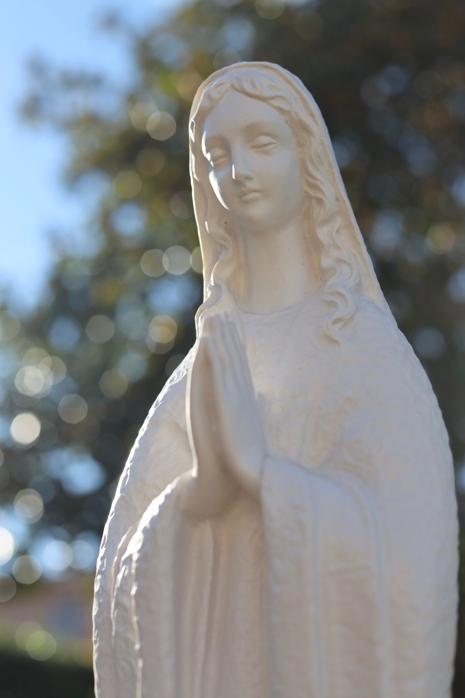 Our Lady of Medjugorje Solid Marble Powder Statue, Garden Queen of ...