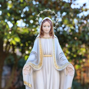 Solid Marble Powder Our Lady of Grace Statue, 40 Cm Virgin Mary Statue ...
