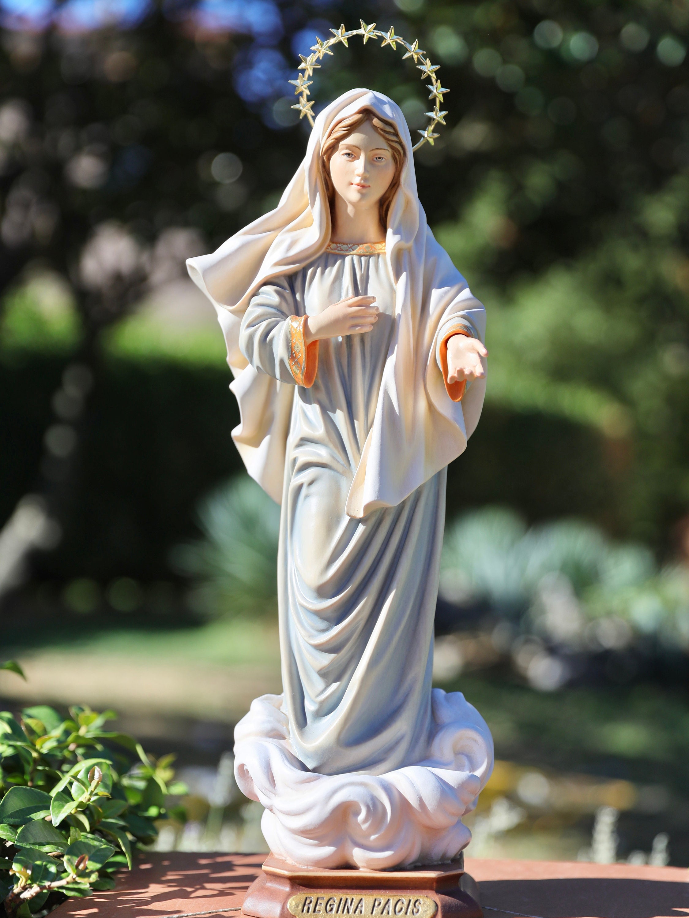 Medjugorje Statue, Queen of Peace Wood Statue, Handmade Statue of