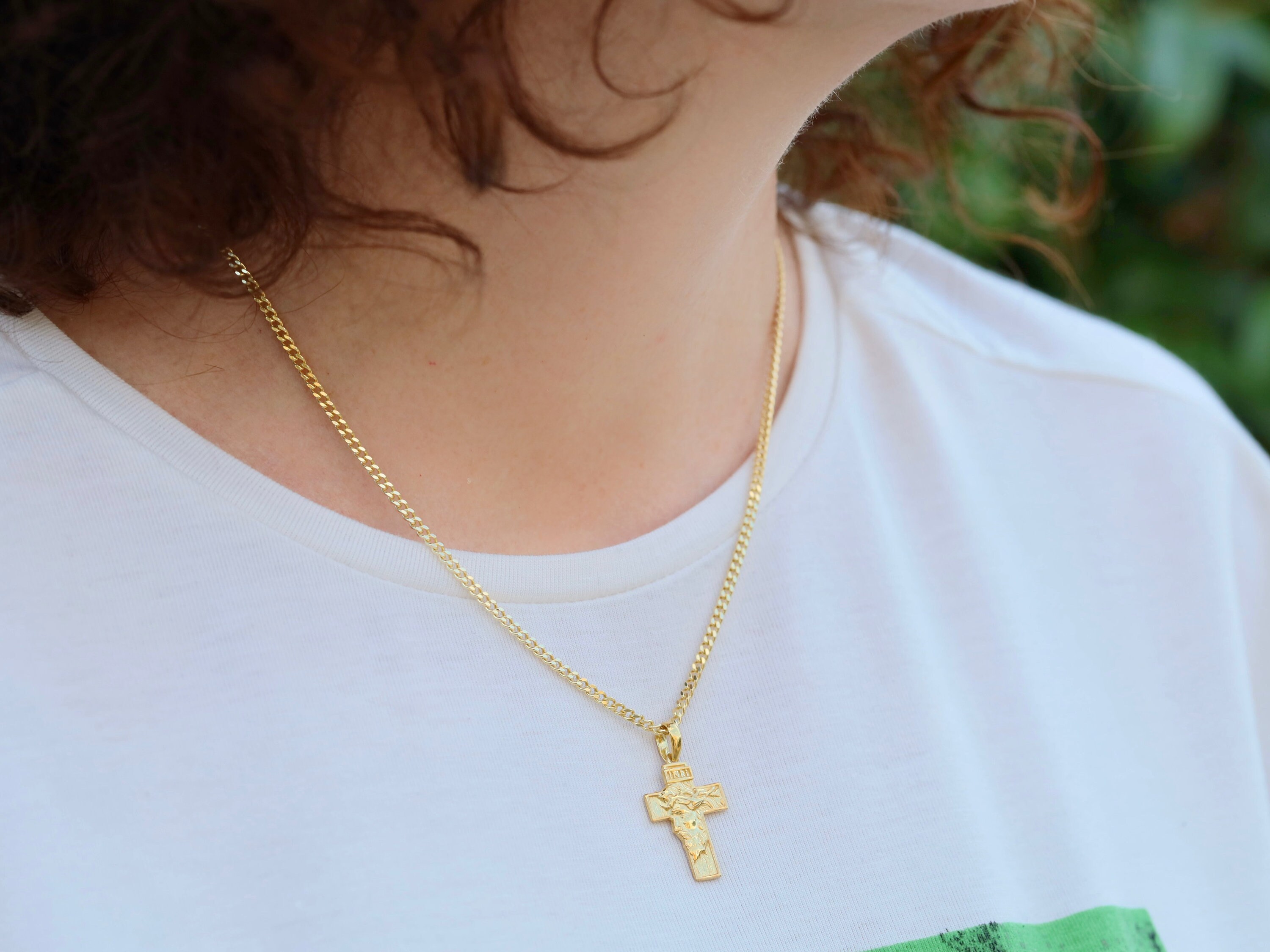 Croce Uomo Oro Giallo Bianco con Diamanti GL100601