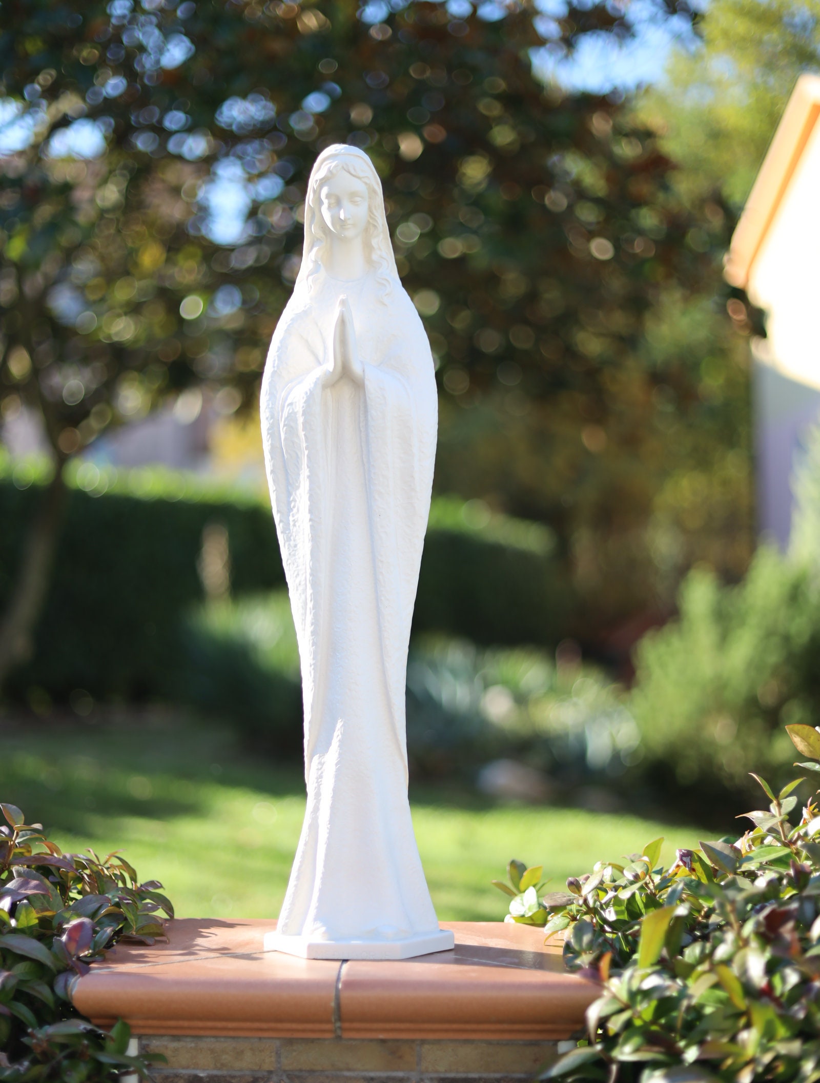 Our Lady of Medjugorje Solid Marble Powder Statue, Garden Queen of ...