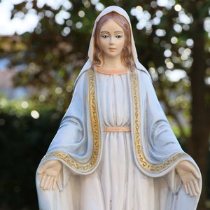 Solid Marble Powder Our Lady of Grace Statue, 40 Cm Virgin Mary Statue ...